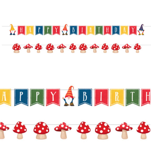 Party Gnomes Shaped String Happy Birthday Banner 