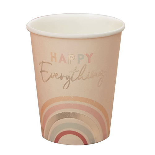 Rainbow Happy Everything Gold Foiled Paper Cups 8 Pack