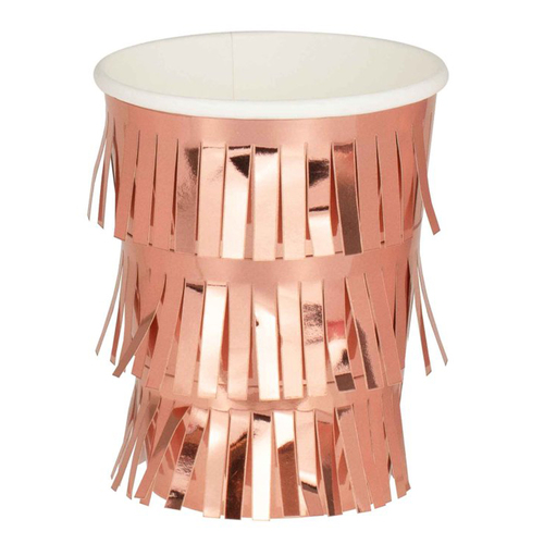 Rose Gold Fringe Paper Cups 8 Pack