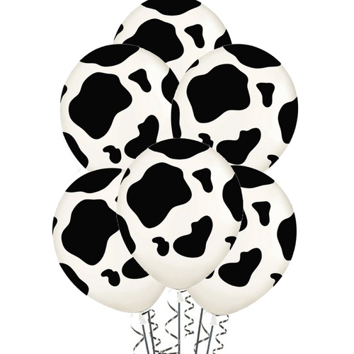 Farm Animal Party Supplies Cow Latex 28cm Balloons 12 Pack