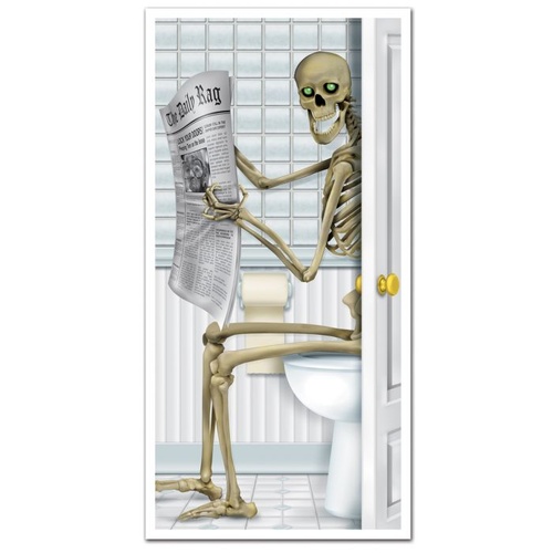 Halloween Skeleton Restroom Toilet Door Cover