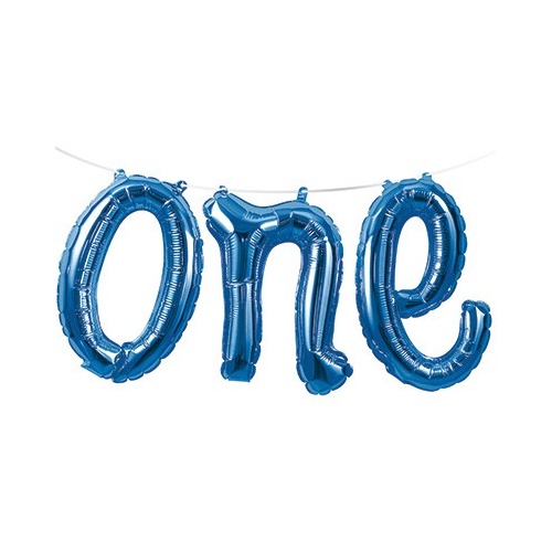 1st Birthday Party Supplies One Blue Balloon Banner