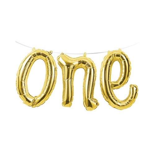 First Birthday Party Supplies One Gold Foil Balloon Banner