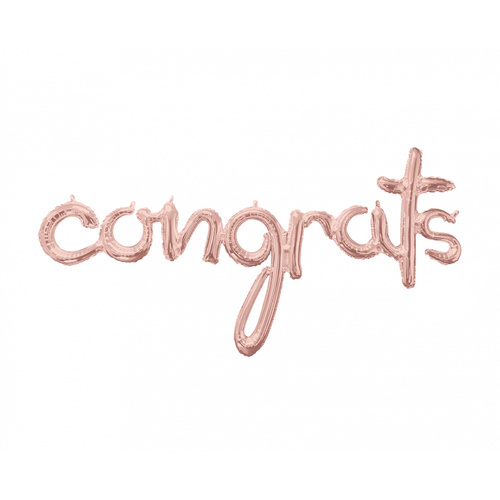 Script Phrase Congrats Rose Gold Foil Balloon