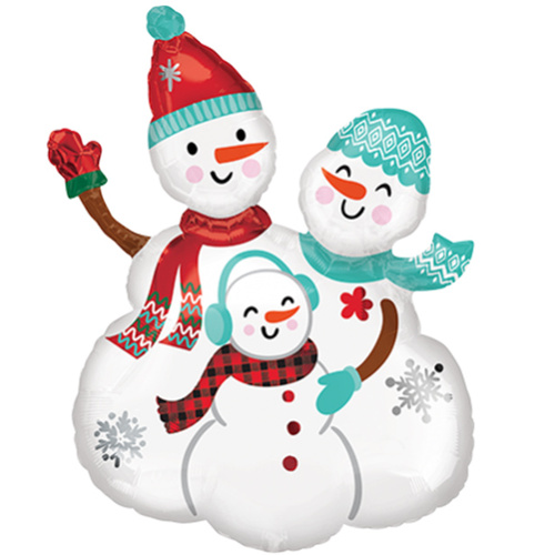 Snowmen Family Group SuperShape XL Foil Balloon