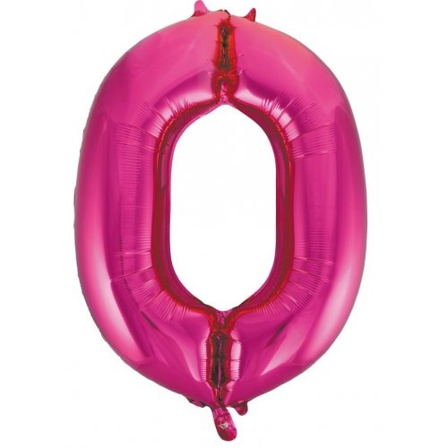 Number 0 Pink Magenta SuperShape Foil Balloon 86cm