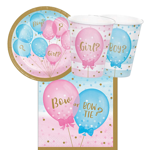 Gender Reveal Girl or Boy 8 Guest Tableware Pack