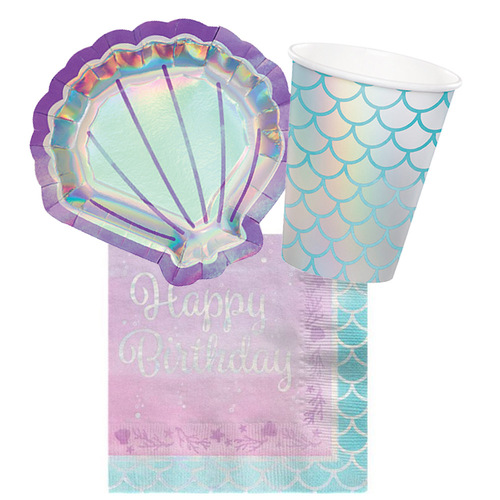 Mermaid Shine Happy Birthday 8 Guest Tableware Party Pack