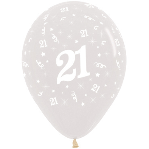 21st Birthday Party Supplies Clear/6 Balloons Latex 28CM 