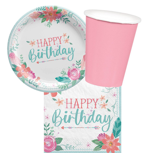 Free Spirit Happy Birthday 8 Guest Tableware Pack