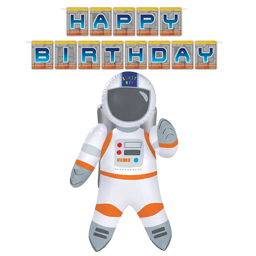 Outta Space Inflatable Astronaut Birthday Decoration Party Pack