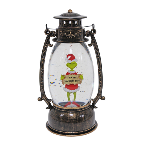 Christmas Grinch I am The Naughty List Brass Lantern Collectable Decoration